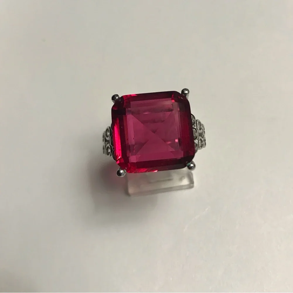Garnet Stamped 925 Sterling Silver Ring